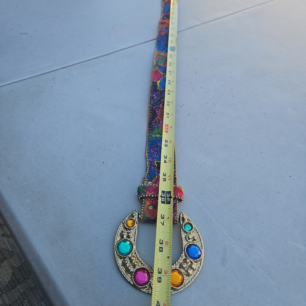 Vibrant Multicolor Women's Belt with Jeweled Buckle L - Picture 6 of 6